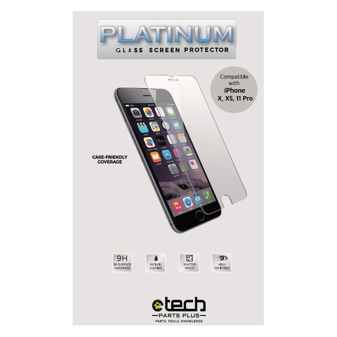Platinum Tempered Glass Screen Protector for use with iPhone X/Xs/11 Pro - (Retail Packaging)