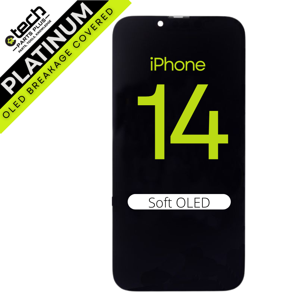 Platinum Soft OLED Screen Assembly for use with iPhone 14