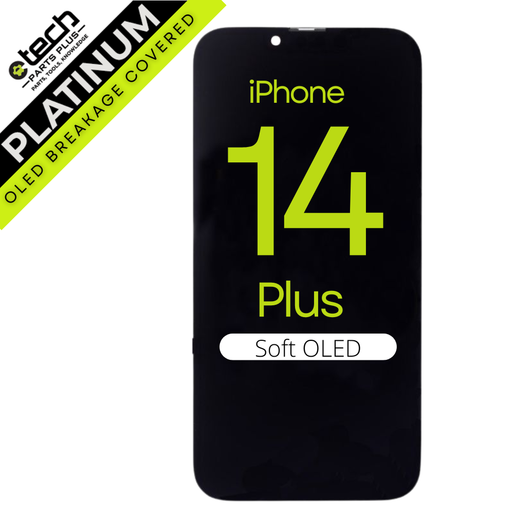 Platinum Soft OLED Screen Assembly for use with iPhone 14 Plus