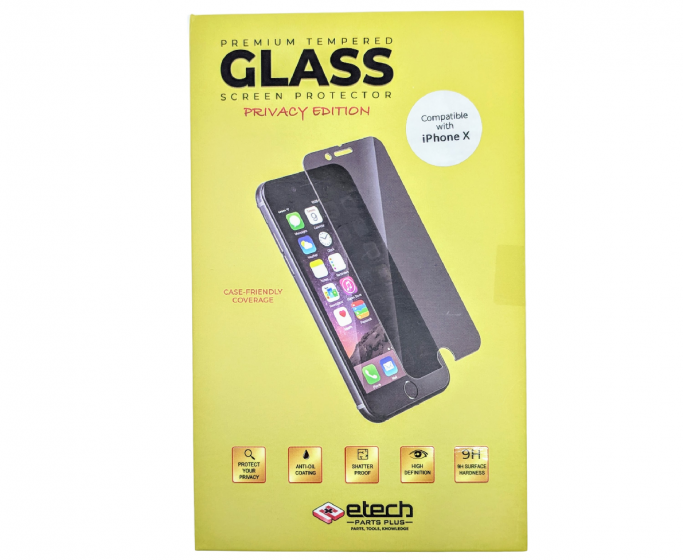 Premium Privacy Tempered Glass Protector for use with iPhone X/Xs (Retail packaging)