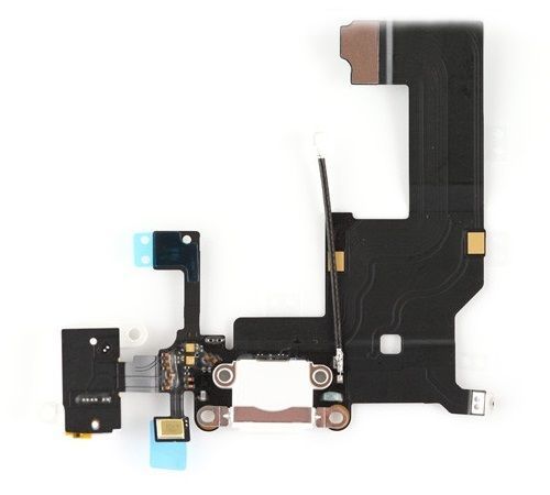 Lightning Dock/Headphone Jack Connector Flex cable, White, for use with iPhone 5