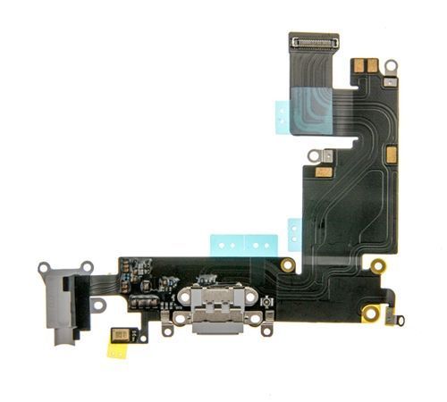Charging Dock/Headphone Jack Flex Cable for use with the iPhone 6 Plus (5.5), Light Gray