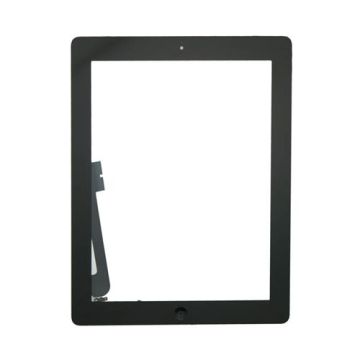 iBic Glass and Digitizer Full Assembly with Home Button Flex Cable Installed, Black, for use with iPad 4