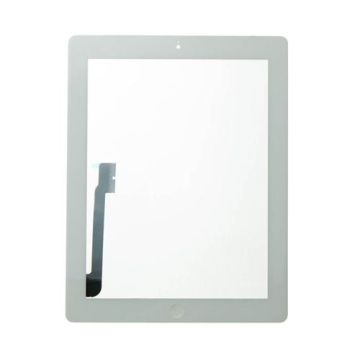 iBic Glass and Digitizer Full Assembly with Home Button Flex Cable Installed, White, for use with iPad 4