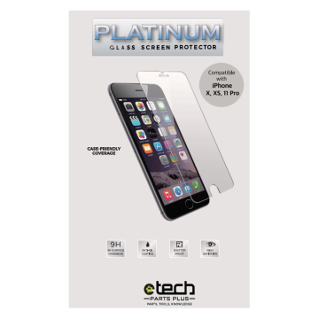 Premium Tempered Glass Screen Protector for use with iPhone X - (eTech Packaging)