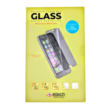 Premium Privacy Tempered Glass Protector for use with iPhone 6+/6s+ (Retail Packaging)