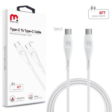 MyBat Pro Type-C to Type-C Quick Charging Cable 6 FT - White