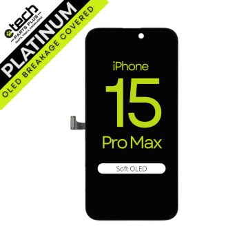 Platinum Soft OLED Screen Assembly for use with iPhone 15 Pro Max