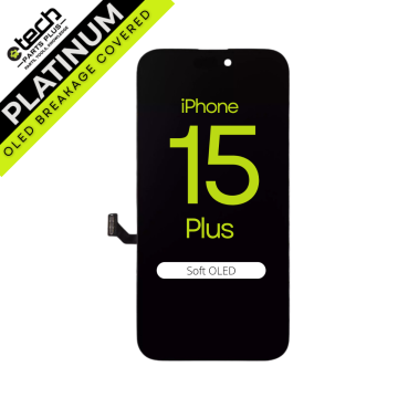Platinum Soft OLED Screen Assembly for use with iPhone 15 Plus