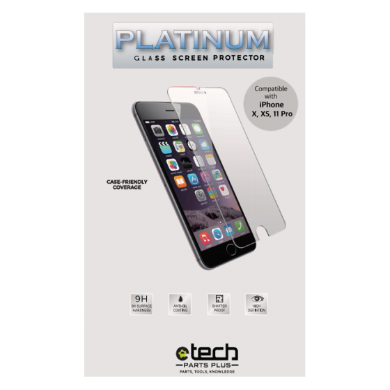 Platinum Tempered Glass Screen Protector for use with iPhone X/Xs/11 Pro - (Retail Packaging)