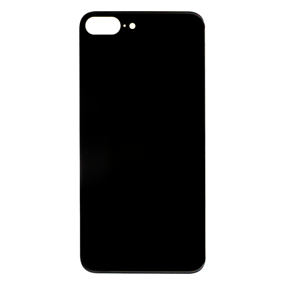 Back Glass (with larger camera opening) for use with iPhone 8+ (Black) No Logo