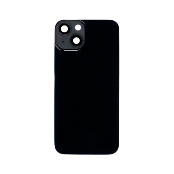 Back Glass with Rear Camera Lens, Wirless Charging and Flash flex, plate for use with iPhone 14 (Midnight)