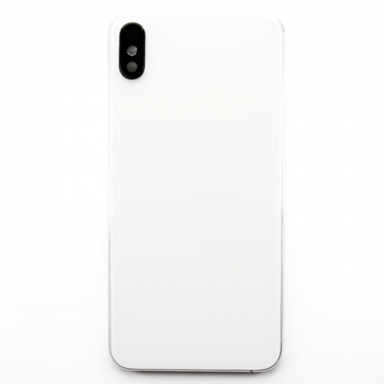 Frame with Back Glass for use with iPhone XS Max (Silver/White)