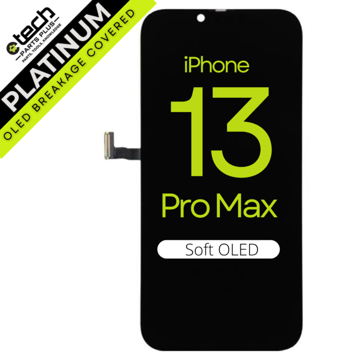 Platinum Soft OLED Screen Assembly for use with iPhone 13 Pro Max Platinum Soft OLED Screen Assembly for use with iPhone 13 Pro Max