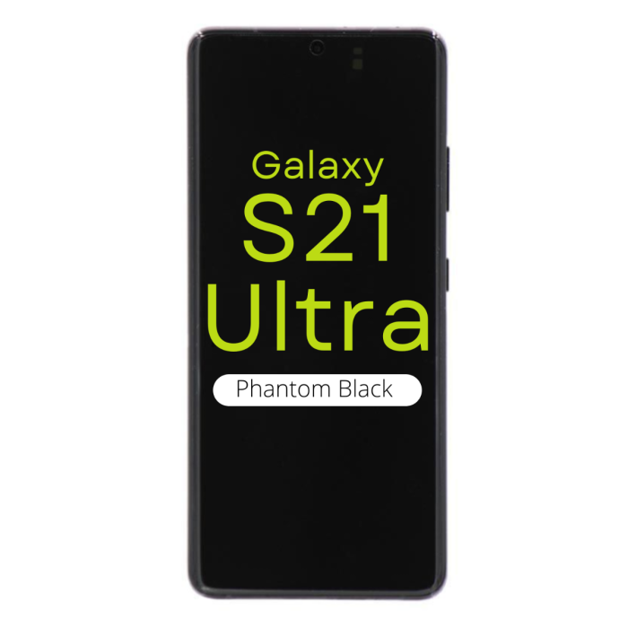 Platinum OLED Screen for use with Samsung Galaxy S21 Ultra with frame (Phantom Black)