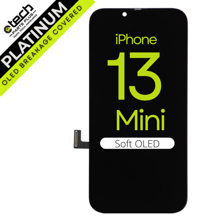 Platinum Soft OLED Screen Assembly for use with iPhone 13 Mini