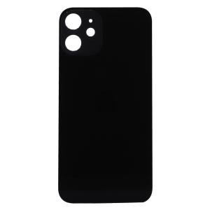 Back Glass (larger camera opening) for use with iPhone 12 Mini (Black) (no logo)