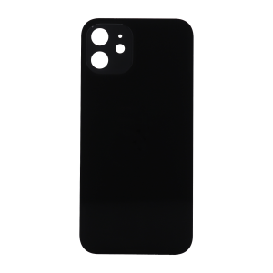 Back Glass (larger camera opening) for use with iPhone 12 (Black) (no logo)