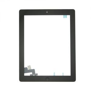 Glass and Digitizer Full Assembly with Home Button and Adhesive, Black, for use with iPad 2