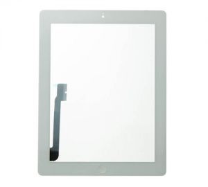 iBic Glass and Digitizer Full Assembly with Home Button Flex Cable Installed, White, for use with iPad 4