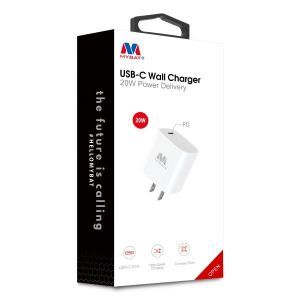 MyBat Fast Charging Wall Charger with USB-C Power Delivery (20W) - White
