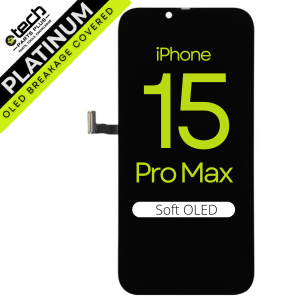 Platinum Soft OLED Screen Assembly for use with iPhone 15 Pro Max